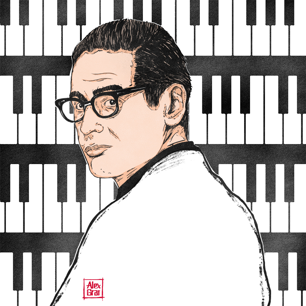 Bill Evans Musician Portrait Drawing 