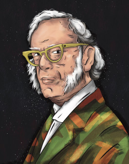 comic portrait of Isaac Asimov 