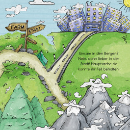 Kinderbuch Illustration Lotte läuft weg, ein Schaf auf reisen 