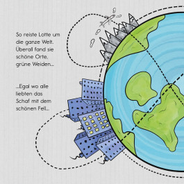 Kinderbuch Illustration Lotte läuft weg, ein Schaf auf reisen 