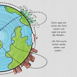 Kinderbuch Illustration Lotte läuft weg, ein Schaf auf reisen 