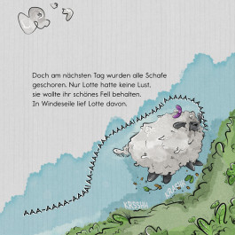 Kinderbuch Illustration Lotte läuft weg, ein Schaf auf reisen 