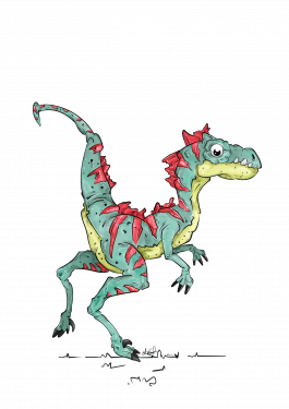 Veloceraptor Dino Illustation cute comic 