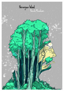 Norwegian Wood Book Illustration by Haruki Murakami 