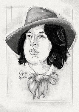 portrait drawing of the author Oscar Wilde 