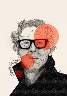 sketch portrait drawing of the author Álvaro Enrigue 